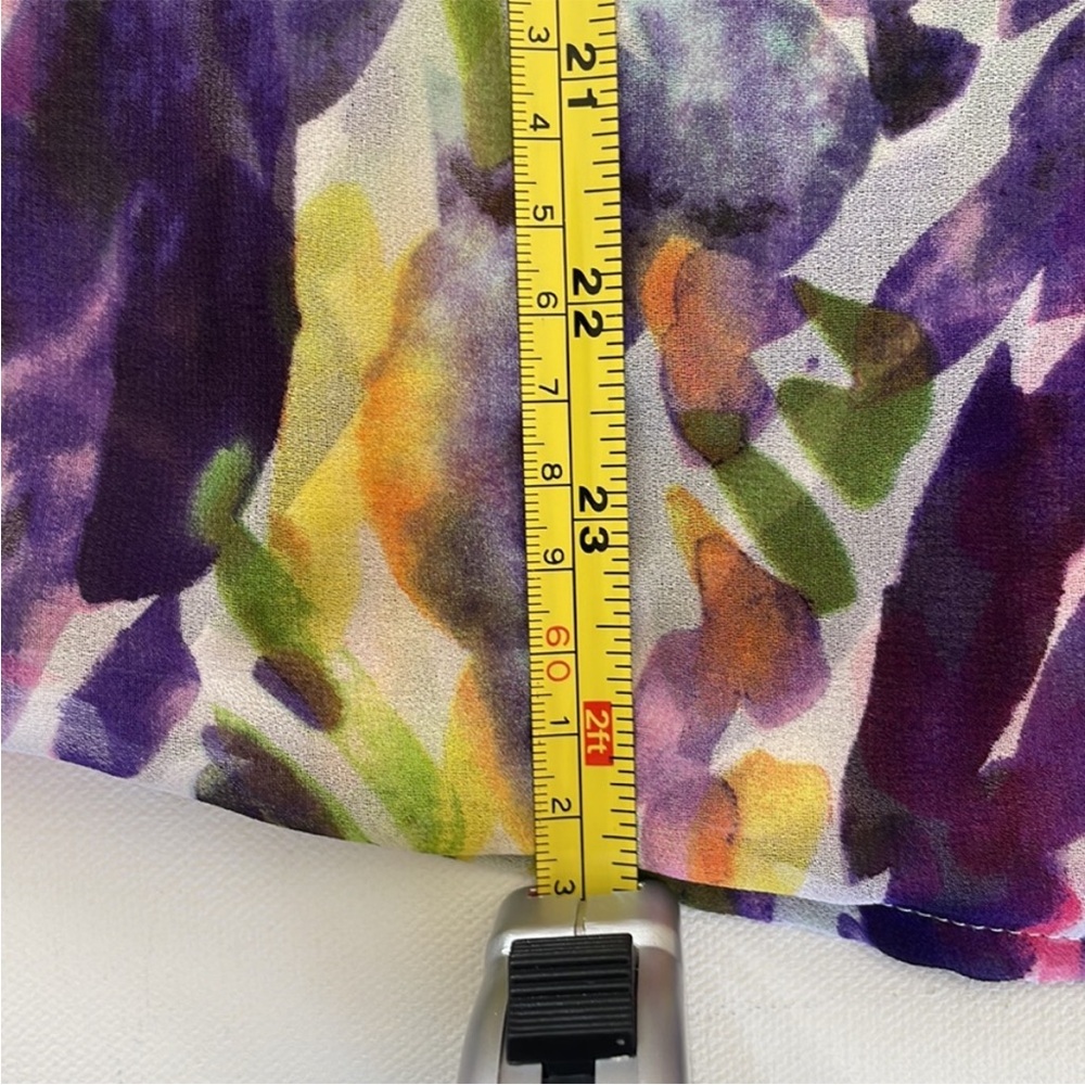 EUC CAbi Sheer Petal Wrap front Top Sheer Floral Watercolor Polyester Size M - Picture 6 of 10